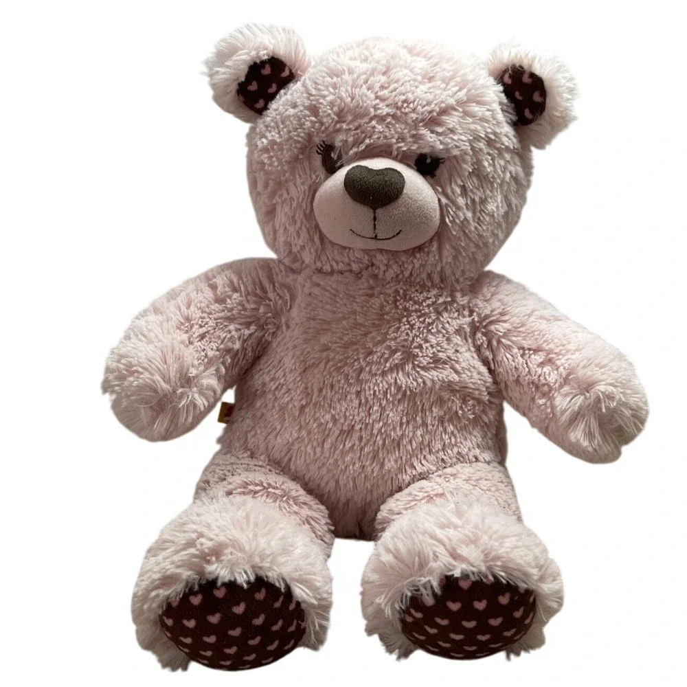 Build A Bear Pink Plush Teddy‎ Bear with Heart Accents on Feet and Ears